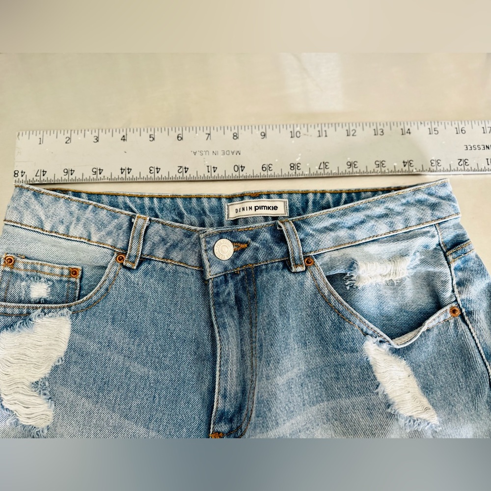 NEW Jean Shorts High Rise Distressed ASOS by Denim pimkie LIGHT WASH SZ 6 - Picture 15 of 16